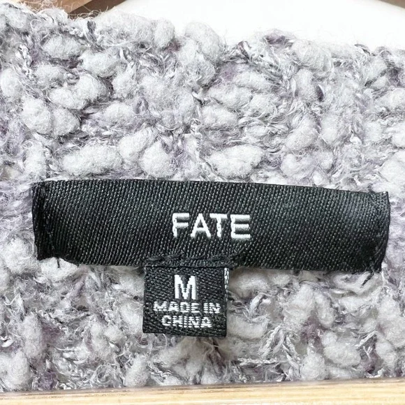 Fate Womens Lavender Colorblock Popcorn Knit Crew Neck Classic Sweater Size M - Picture 6 of 8